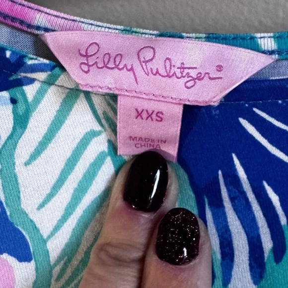 Lilly Pulitzer Cut out Long Sleeve Pink‎ Blue Green Dress Size XXS - Picture 3 of 7